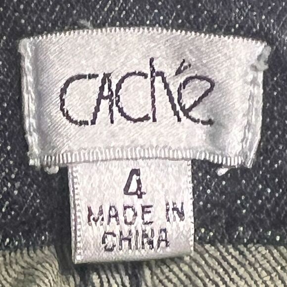 Cache’ denim jeans size 4 cropped rope belt w/belt rhinestone circle belt holes - Picture 7 of 7